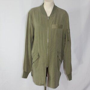 The Kooples Sport Embroidered Sequined Lightweight Zip Front Long Jacket Size 2